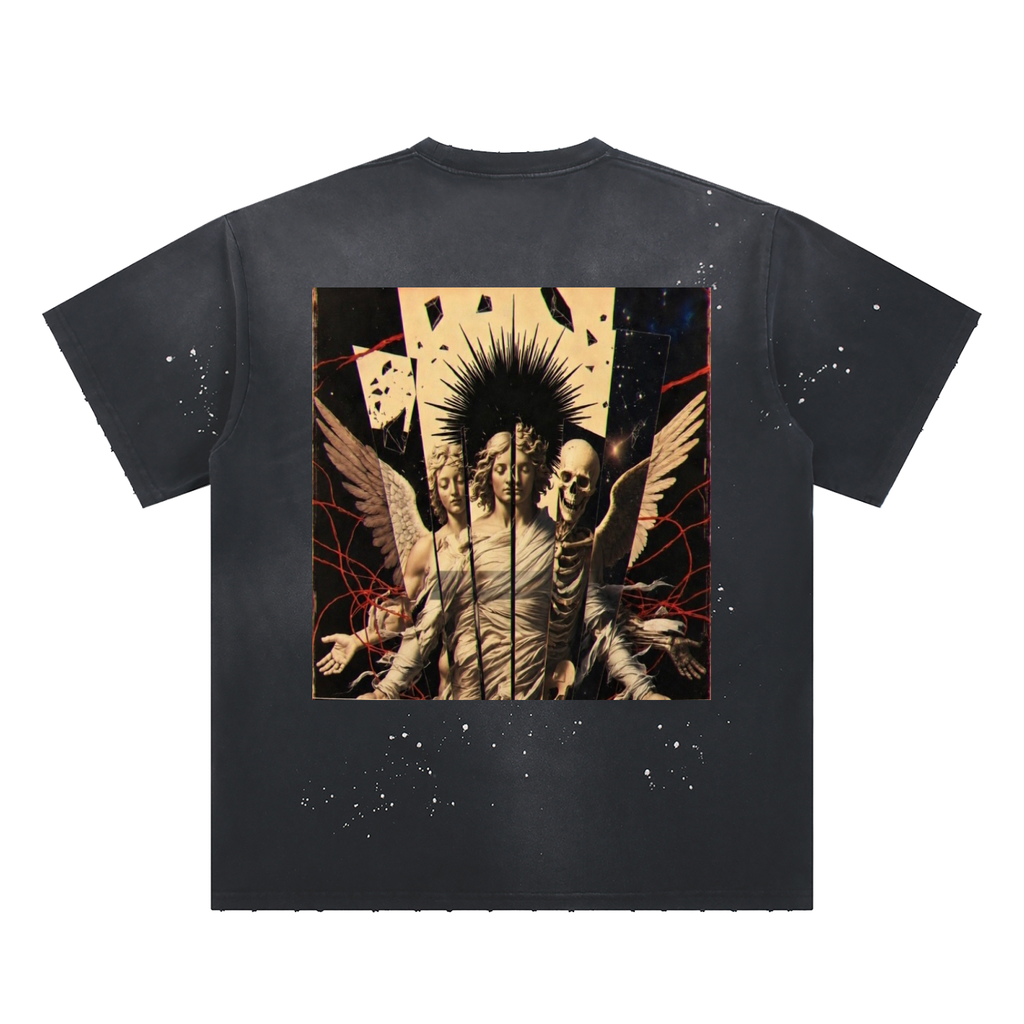Hand-Frayed Sunfade Paint Splatter T-Shirt
