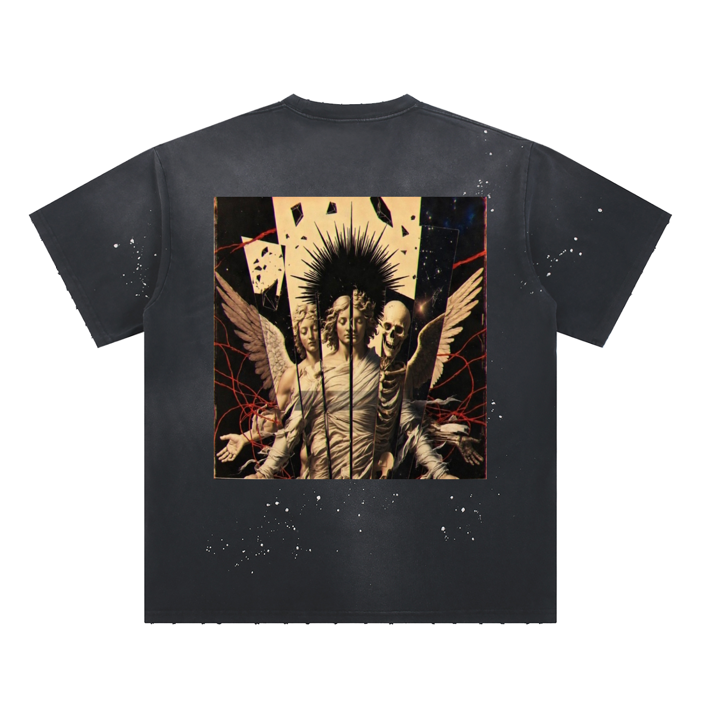 Hand-Frayed Sunfade Paint Splatter T-Shirt