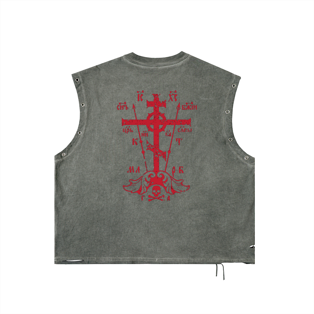 Distressed Grommet Eyelet Tank Top