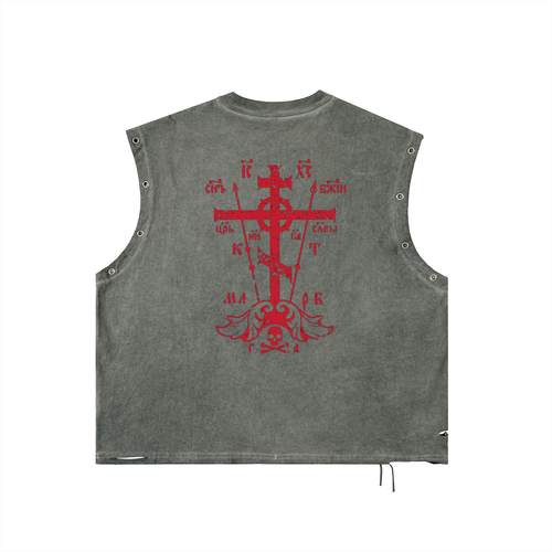 Distressed Grommet Eyelet Tank Top