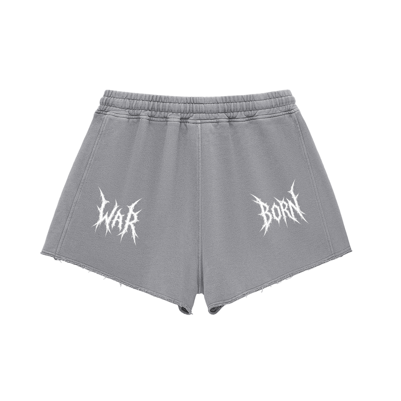 Snow Washed Raw Edge Drawstring Shorts
