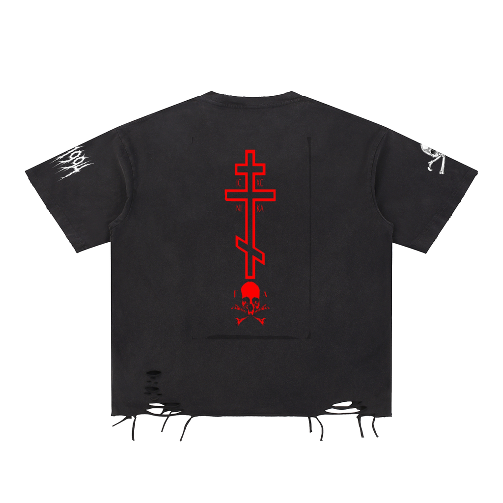 Snow Washed Raw-Hem T-Shirt