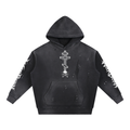 Vintage Washed Frayed Fleece Hoodie