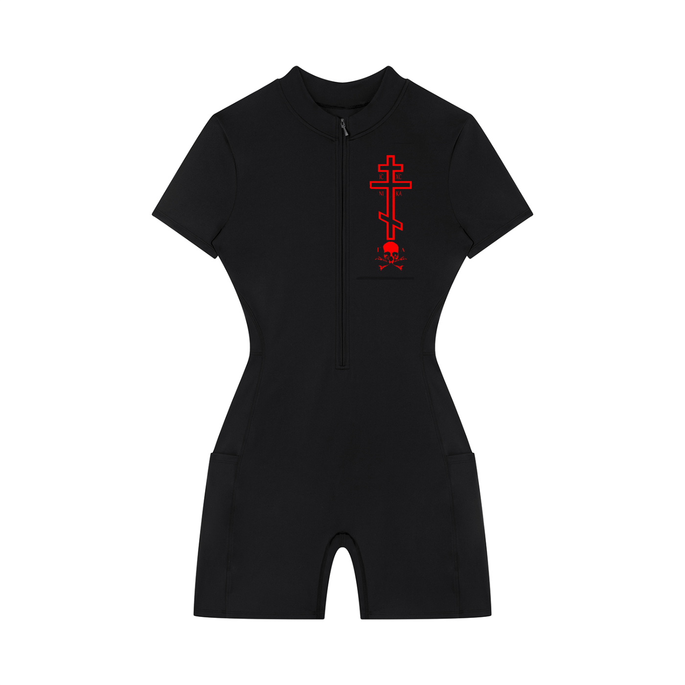 Women's Quarter-Zip Short Sleeve Romper