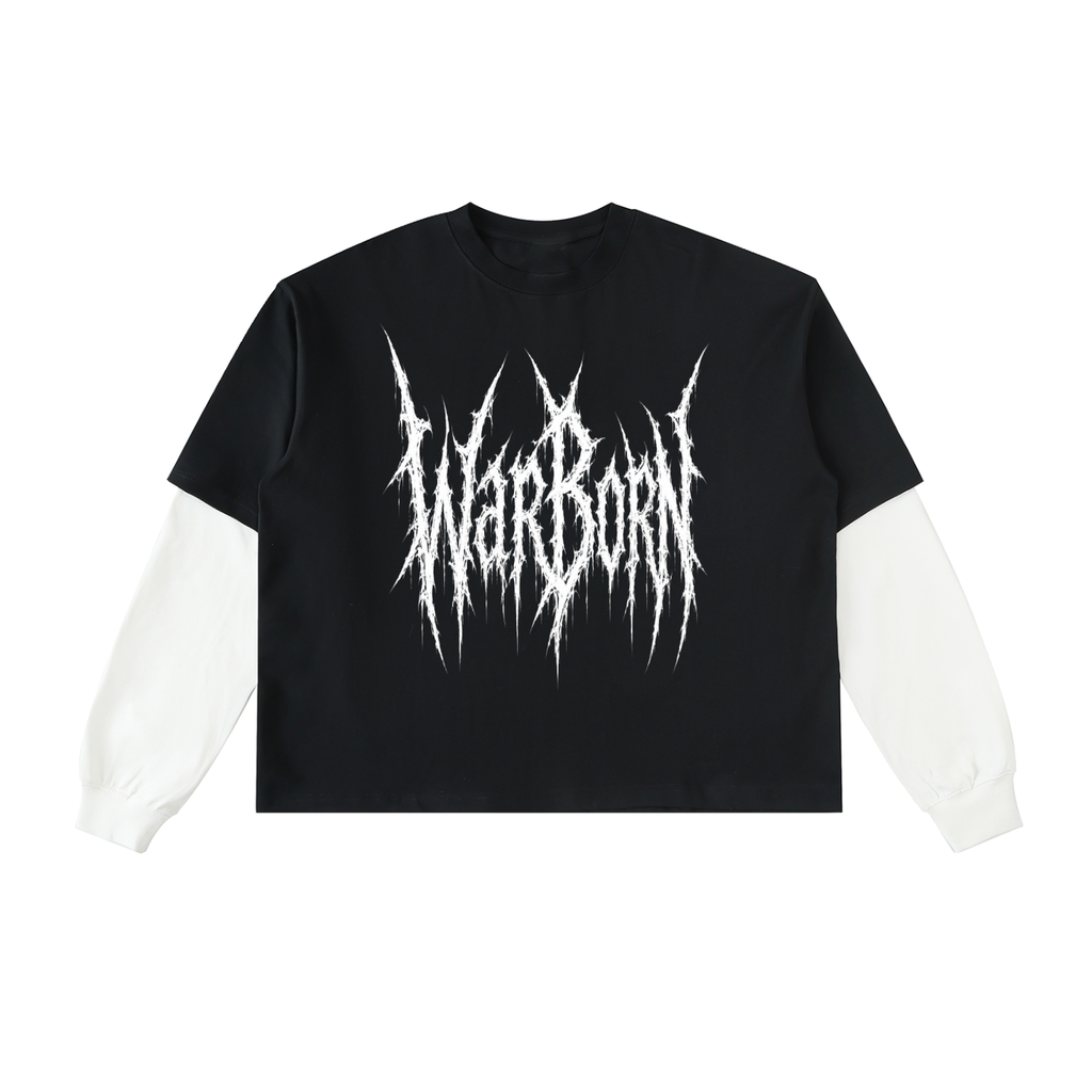 Layered Contrast Sleeve Cotton T-Shirt