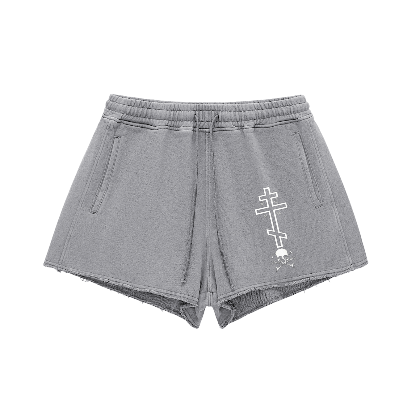 Snow Washed Raw Edge Drawstring Shorts