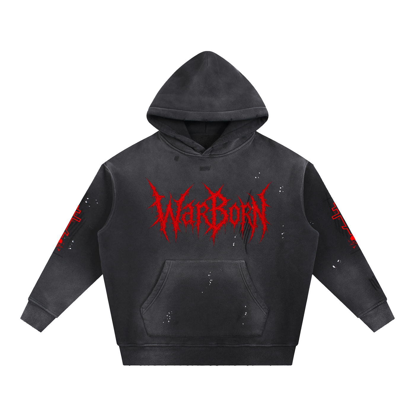 Vintage Washed Frayed Fleece Hoodie