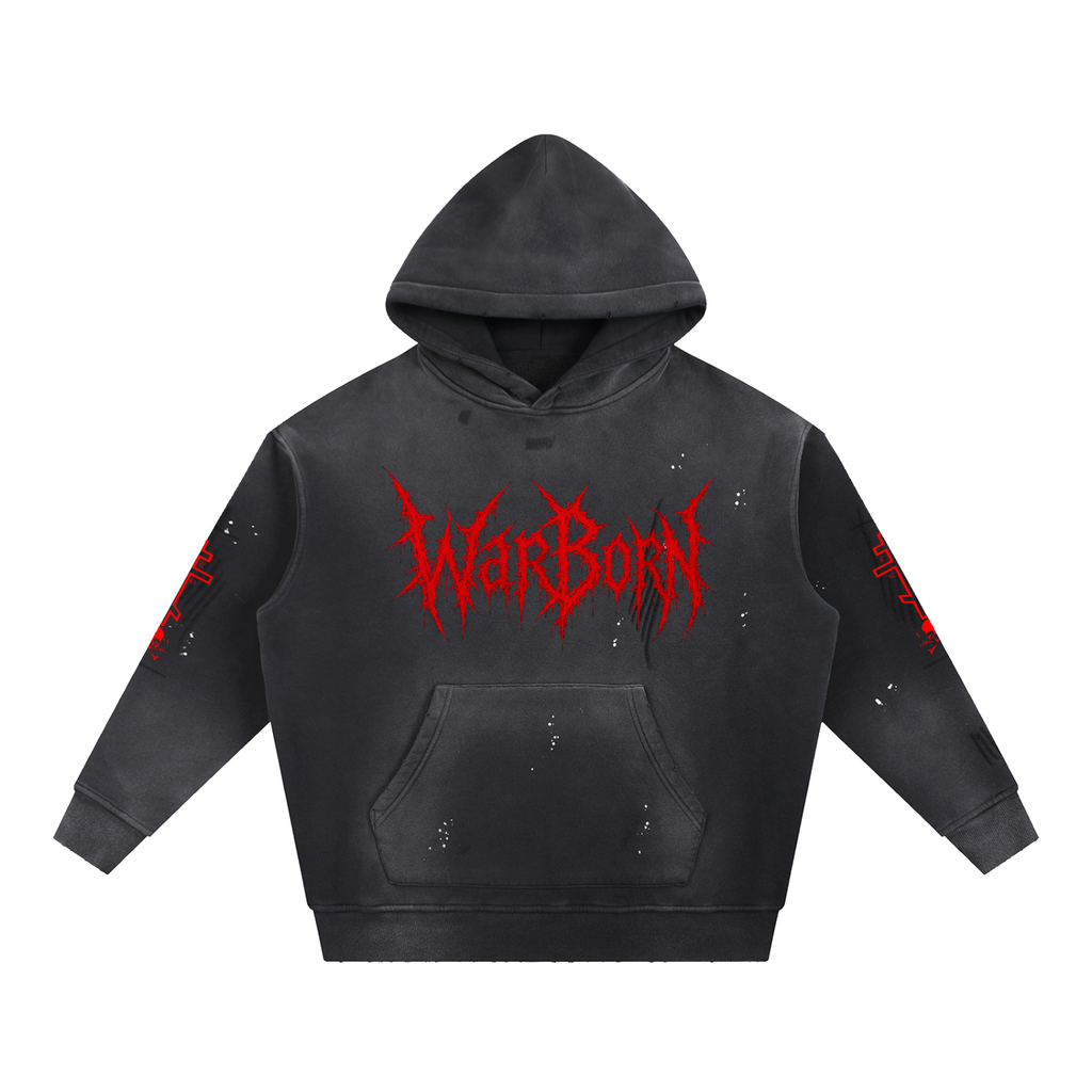 Vintage Washed Frayed Fleece Hoodie