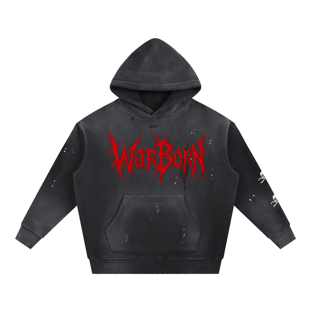 Vintage Washed Frayed Fleece Hoodie
